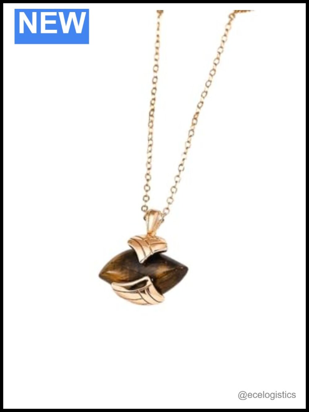 Tiger Eye Pendant Necklace Gold Plated Sterling Silver